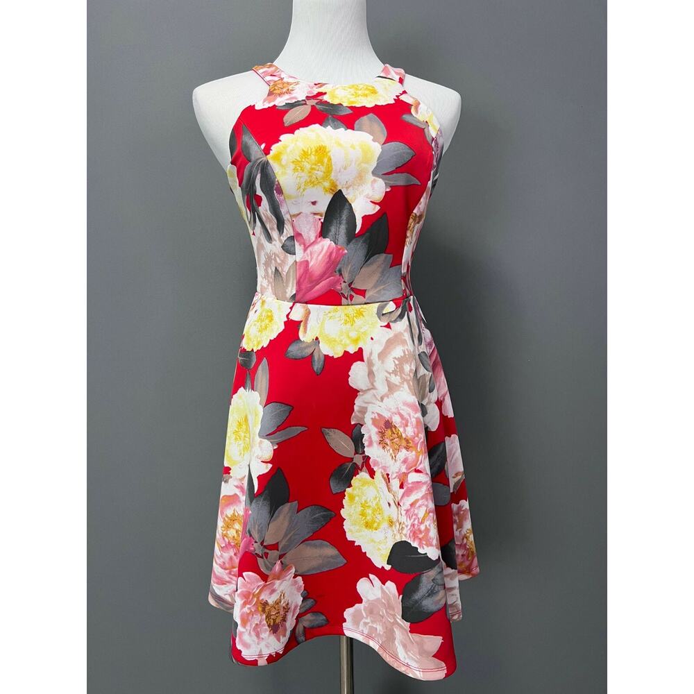 Red floral summer dress size M